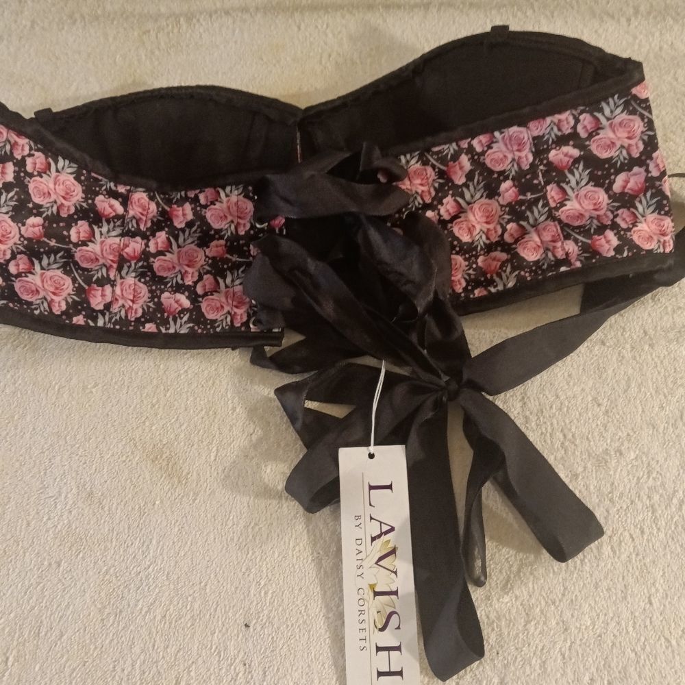 NWT Lavish by Daisy Rose Dark Floral Strapless Corset Sz XL - Picture 6 of 6